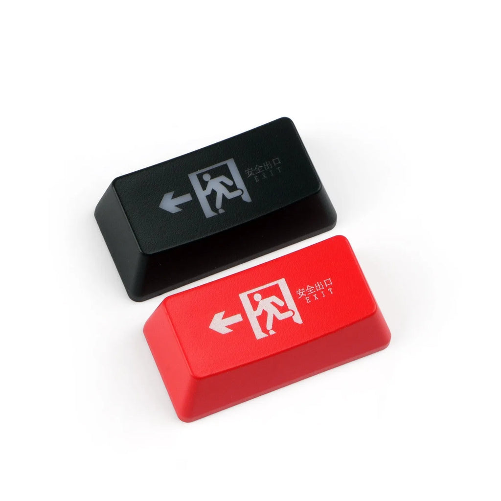 Transparent evacuation exit key cap for mechanical keyboard with RGB backlight compatibility