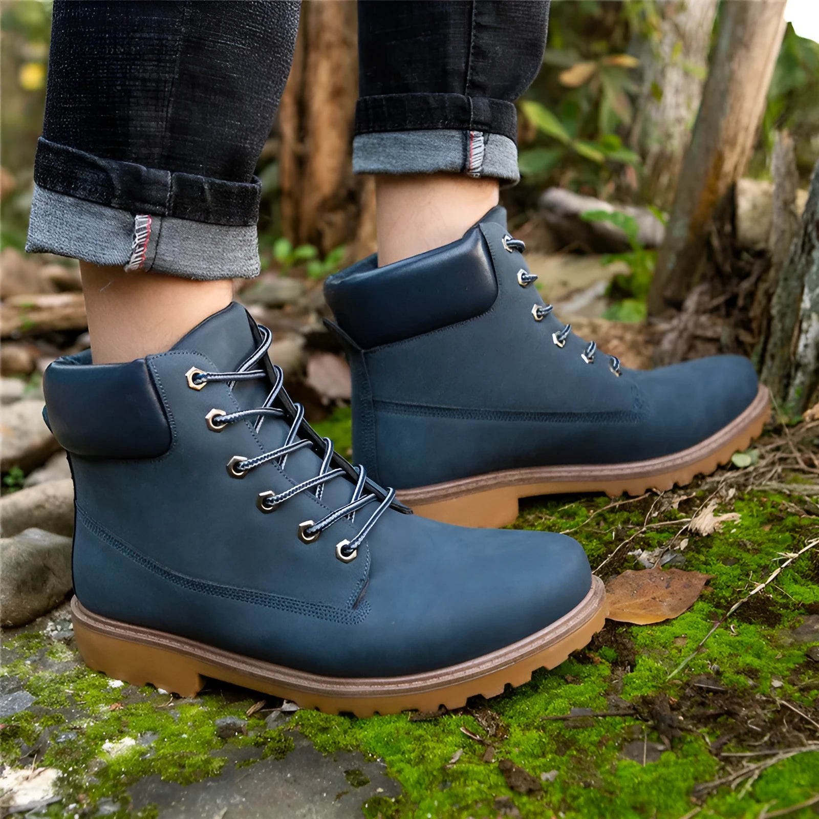 Men's flat bottom Martin boots with velvet lining in pink colour option