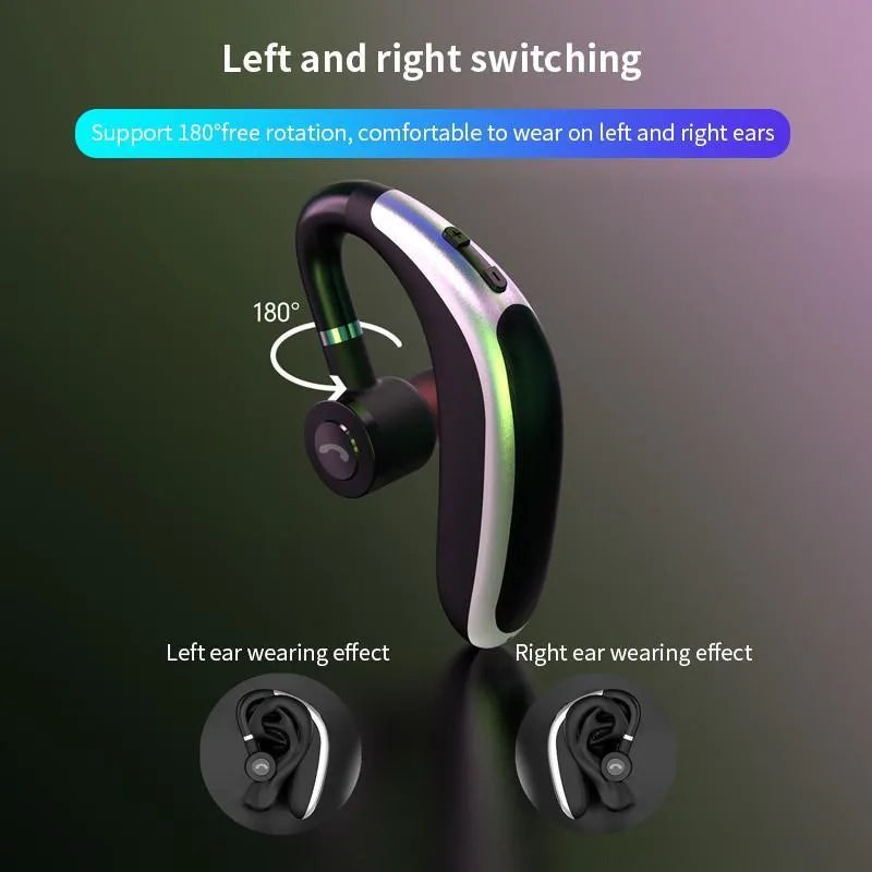 Wireless in-ear Bluetooth headset with hanging ear design in white colour