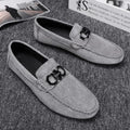 Men's black and grey casual shoes with suede and leather uppers and rubber soles