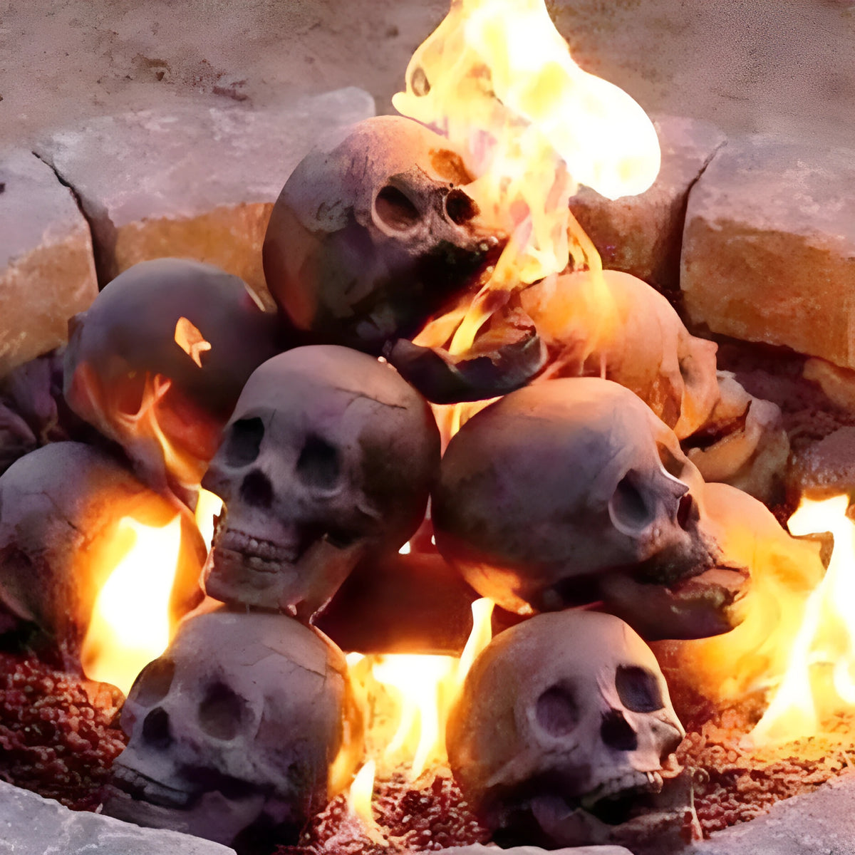 Skull Halloween barbecue fire resin ornament decoration in Skull BBQ single colour, 10x7x8cm