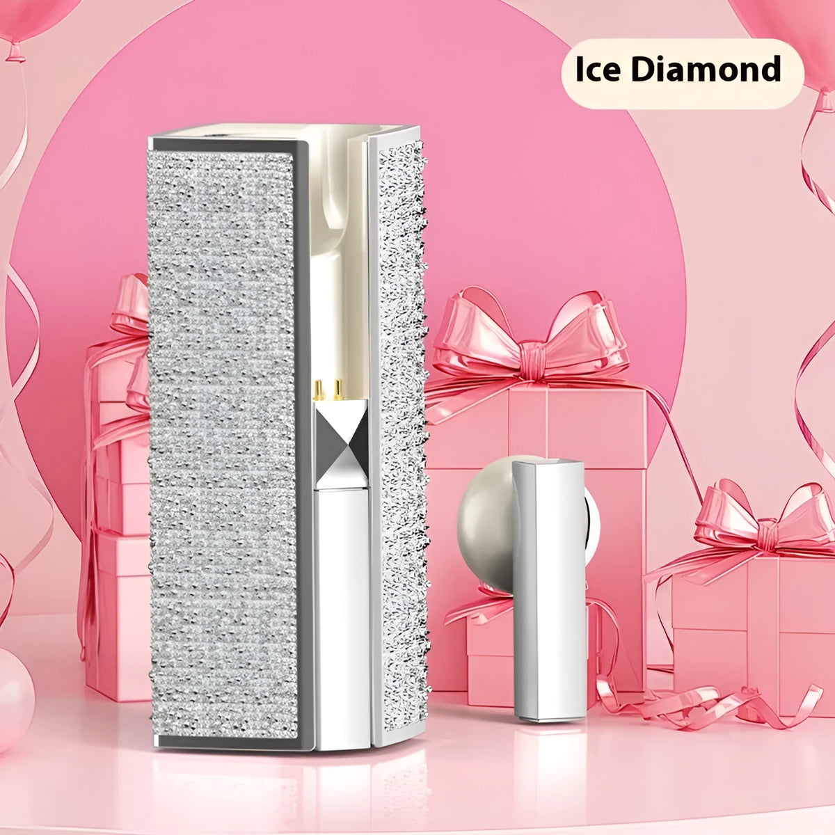 Diamond lipstick in-ear Bluetooth headset in Rose Red or White with noise reduction and 10m range