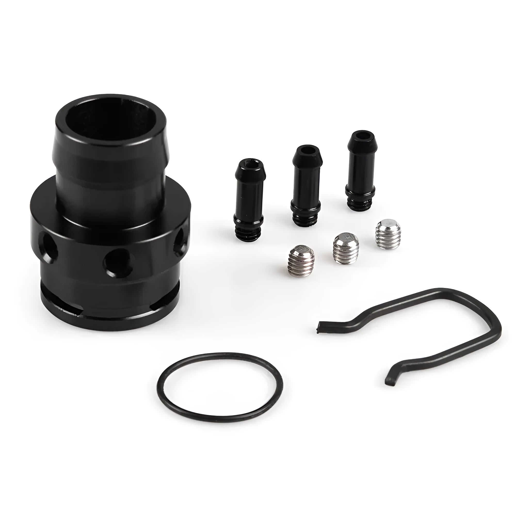 Second generation engine vacuum adapter tee in black and titanium colour options for automotive hose connections