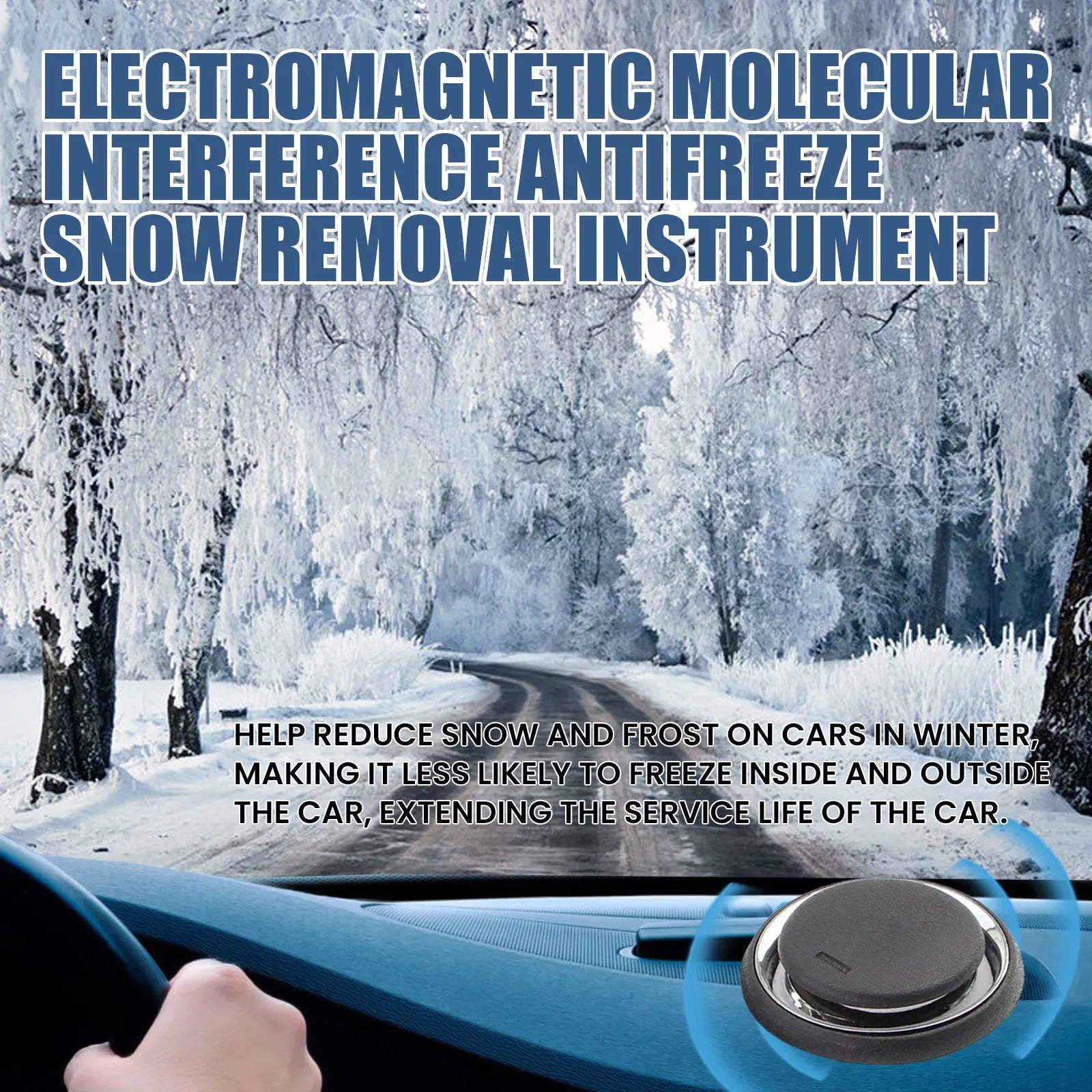 Black portable car deicing instrument measuring 7.4cm for melting ice on vehicle windscreens