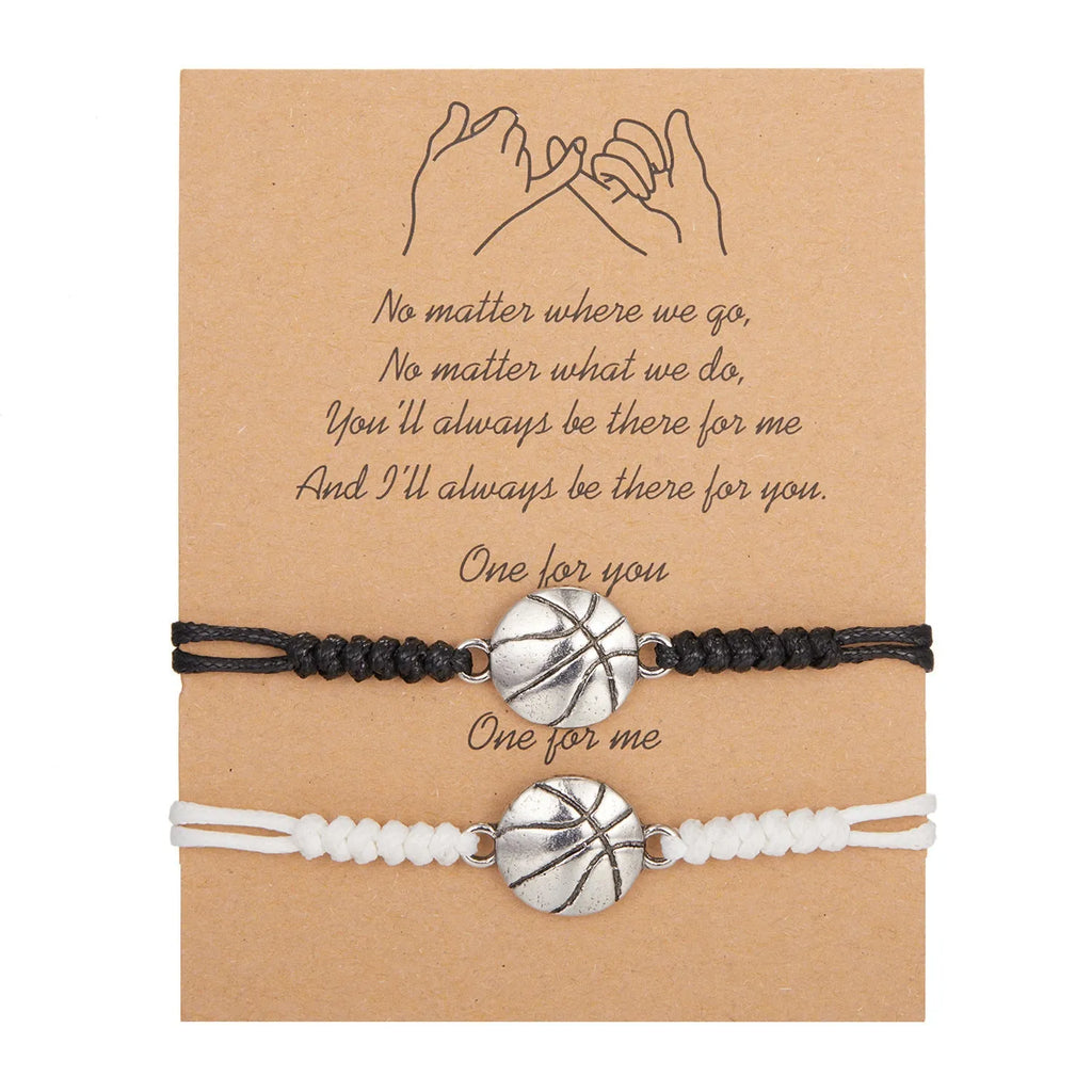 Black white mixed colour alloy couple bracelet with geometric square design for basketball football rugby volleyball or tennis fans