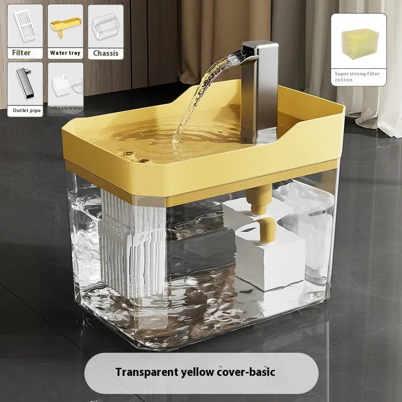 Automatic cat water fountain with transparent plastic body and circulating water system