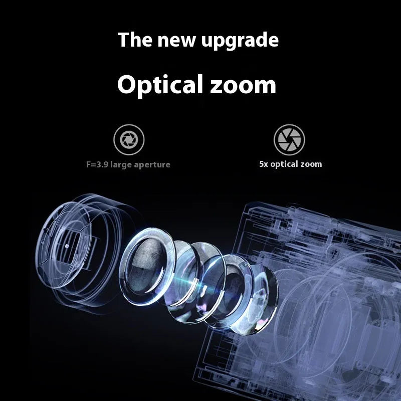 5K HD digital camera with optical zoom, anti-shake, in black, with Full HD screen