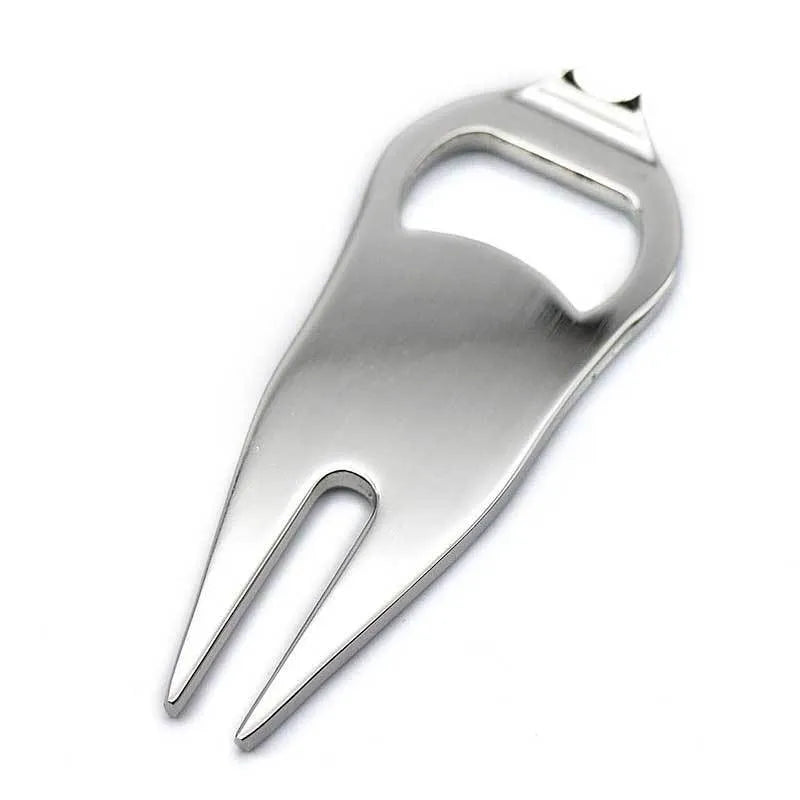Zinc alloy golf ball yoke and bottle opener tool in black, green or silver with 88mm dimensions