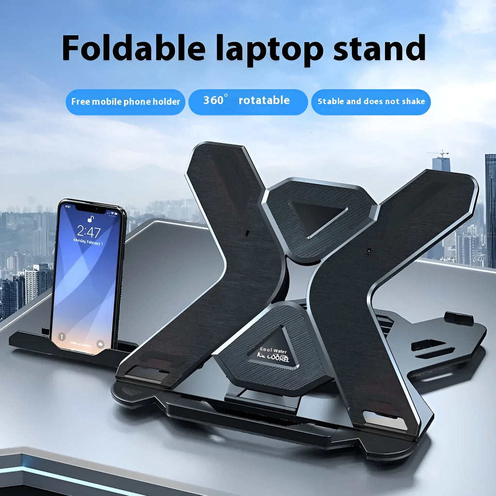 Laptop bracket lifting stand in black or white with radiator design and optional rotation