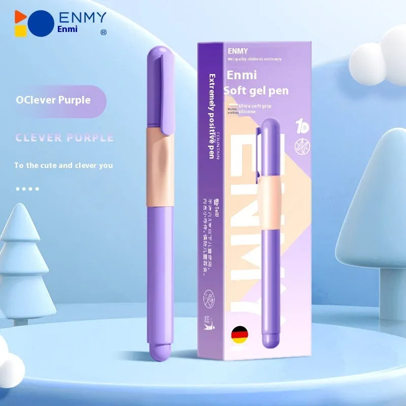 Student posture correction pen with ergonomic grip in blue, green, purple, and orange colour options.