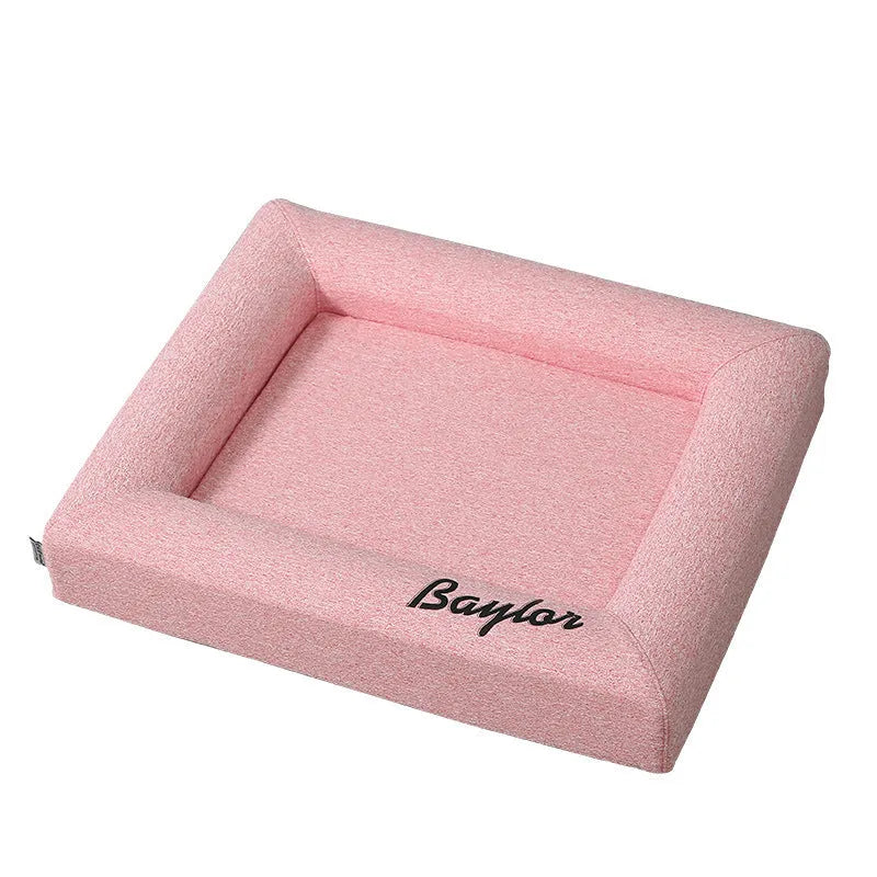 Cloth cat pet bed with removable washable cover in grey, pink, warm yellow, or fruit green, sizes S M L