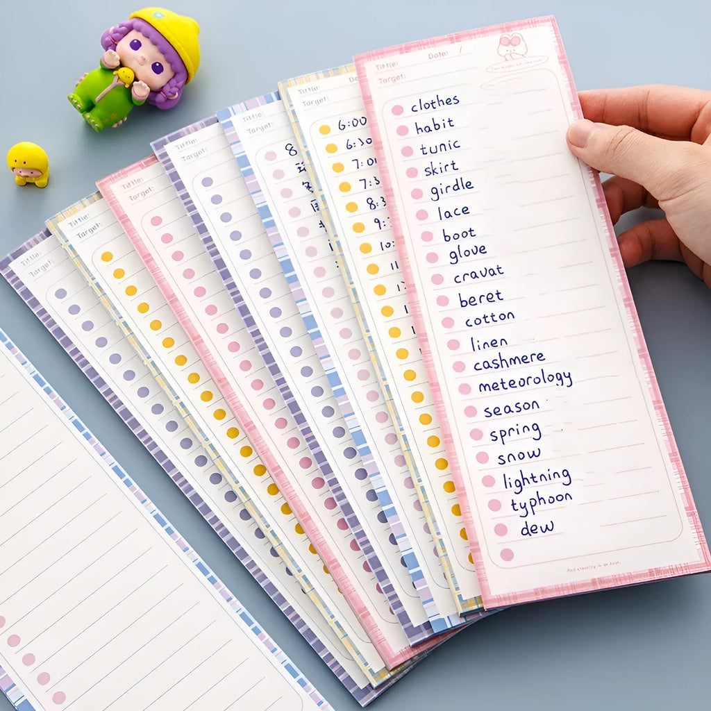 Ins Wind creative long notepad with bear and bunny design covers, shown in long 91mm x 256mm format.