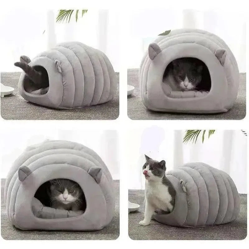 38x42x33cm pet bed basket for cats and small dogs, available in Brown, Gray, Green, and White