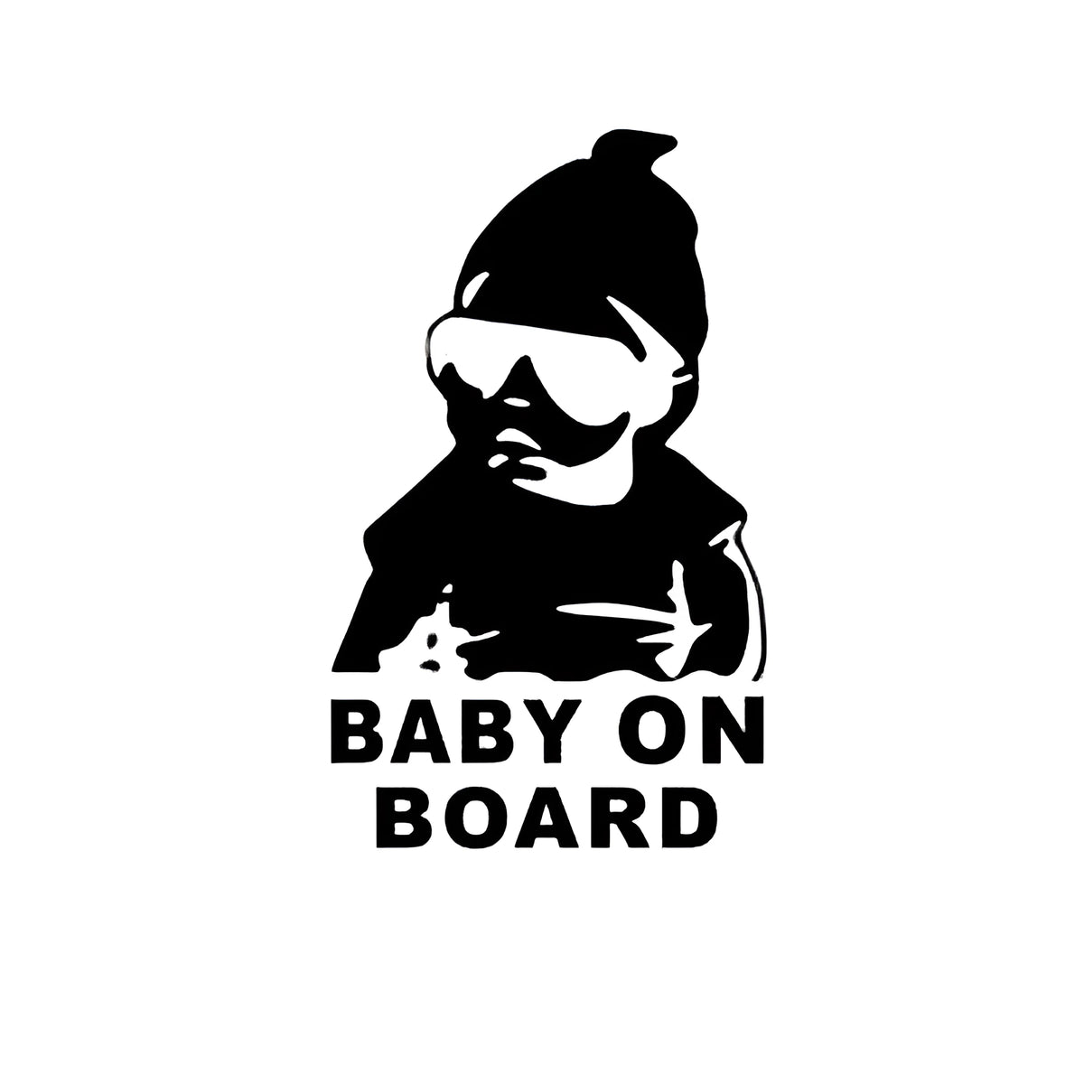 Baby on board car warning sticker, paper, 10 x 15 cm, strong adhesion, white or black, for vehicle body