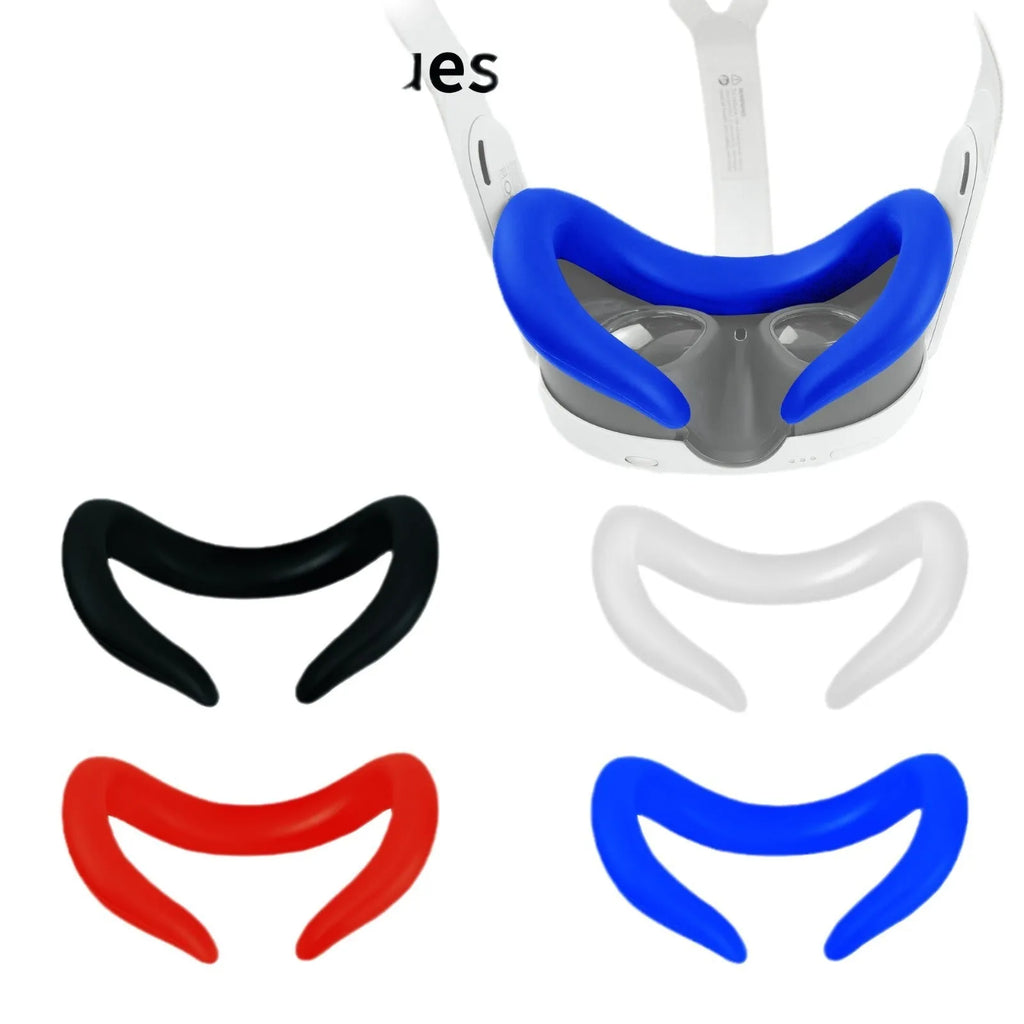 Silicone VR headset face mask replacement in black with clip belt attachment