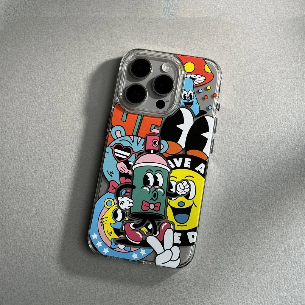 Cartoon transparent phone case soft shell anti-drop PC for iPhone