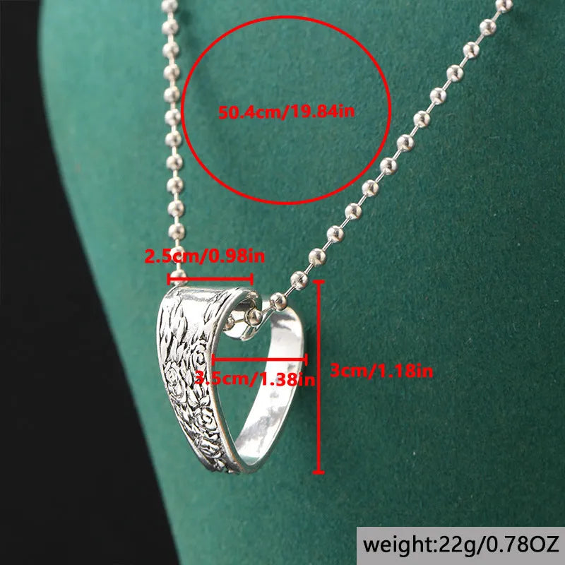 Silver alloy heart-shaped pendant necklace with letter and number text details for women