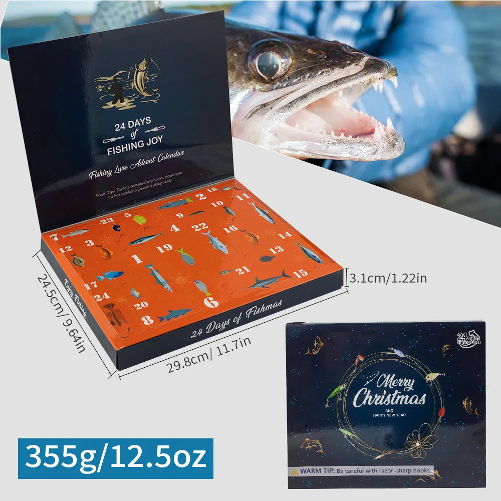 24-piece Christmas Mino Bog fishing blind box set with metal components and mystery toy figures