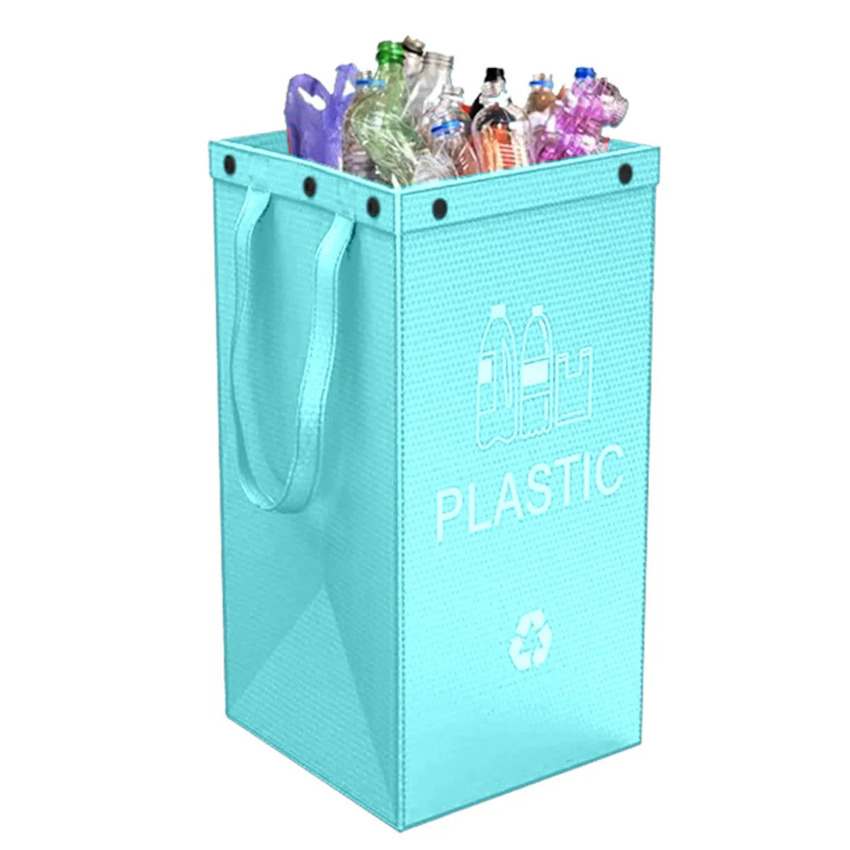 Blue handbag style 40-litre plastic waste sorting bin with waterproof construction