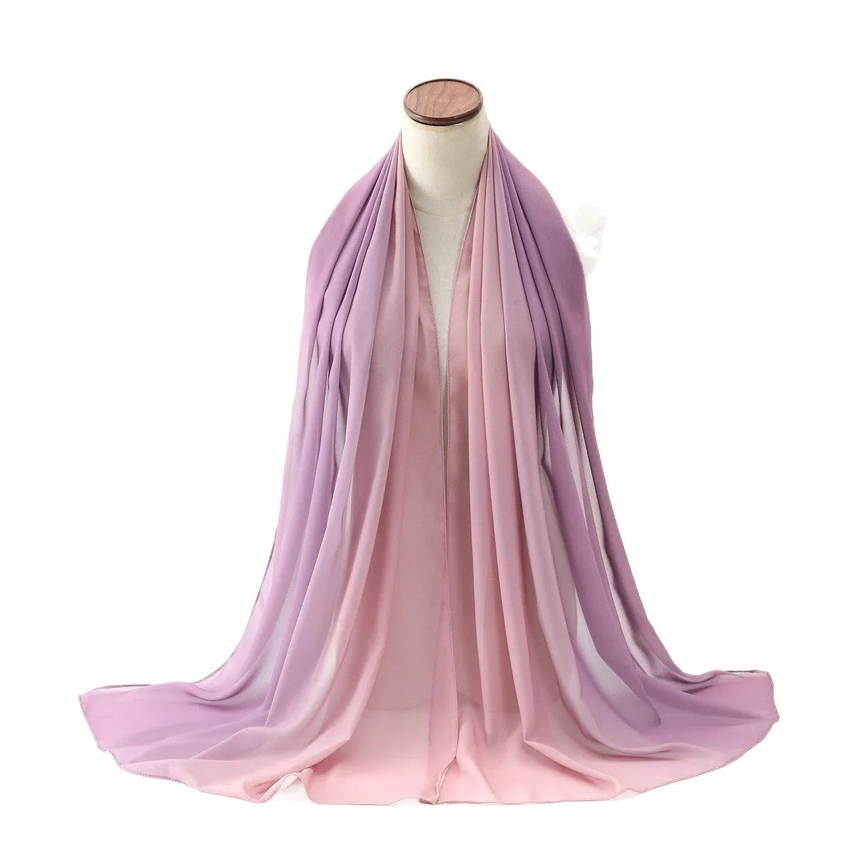 Long women's chiffon scarf with bubble towel texture draped to show its 175cm length and colour.