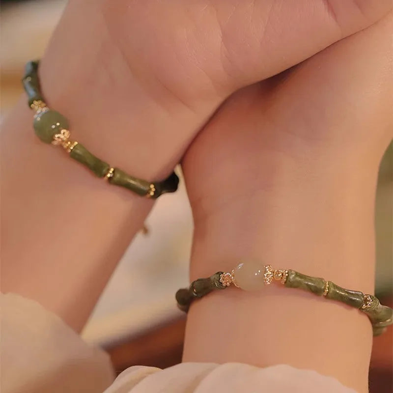Geometric circular Hetian jade bracelet for women in dark green and light colour options.