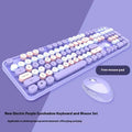 Wireless keyboard and mouse set in mixed colour design with photoelectric operation