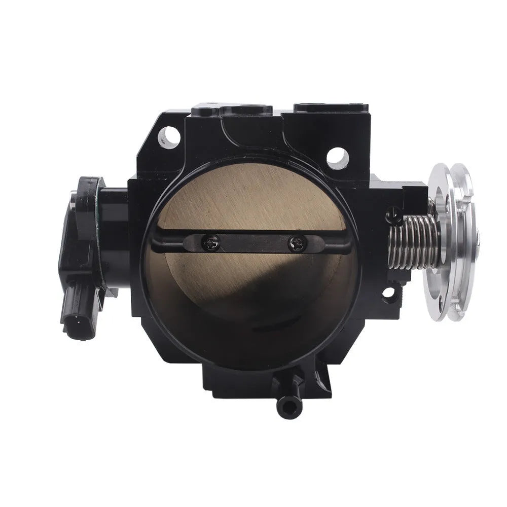 Aluminium throttle gate valve body for Honda K20A engine modification, 70mm diameter in black finish