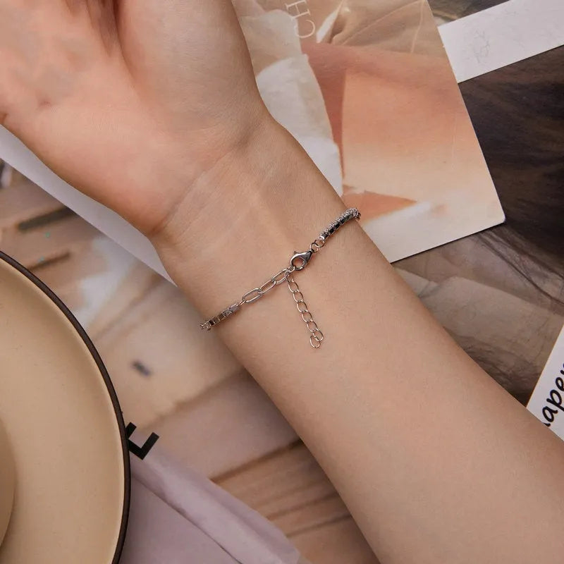Sterling silver S925 bracelet with shining stitching detail, electroplated finish, colour BSB102, for women