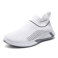 Men's mesh sock sneakers with striped design and lace-up front closure