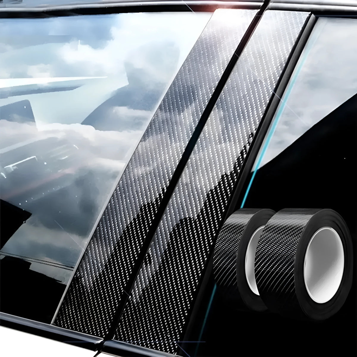 Carbon fibre pattern car door anti-collision strip in 3cm to 10cm widths and 3m to 10m lengths.