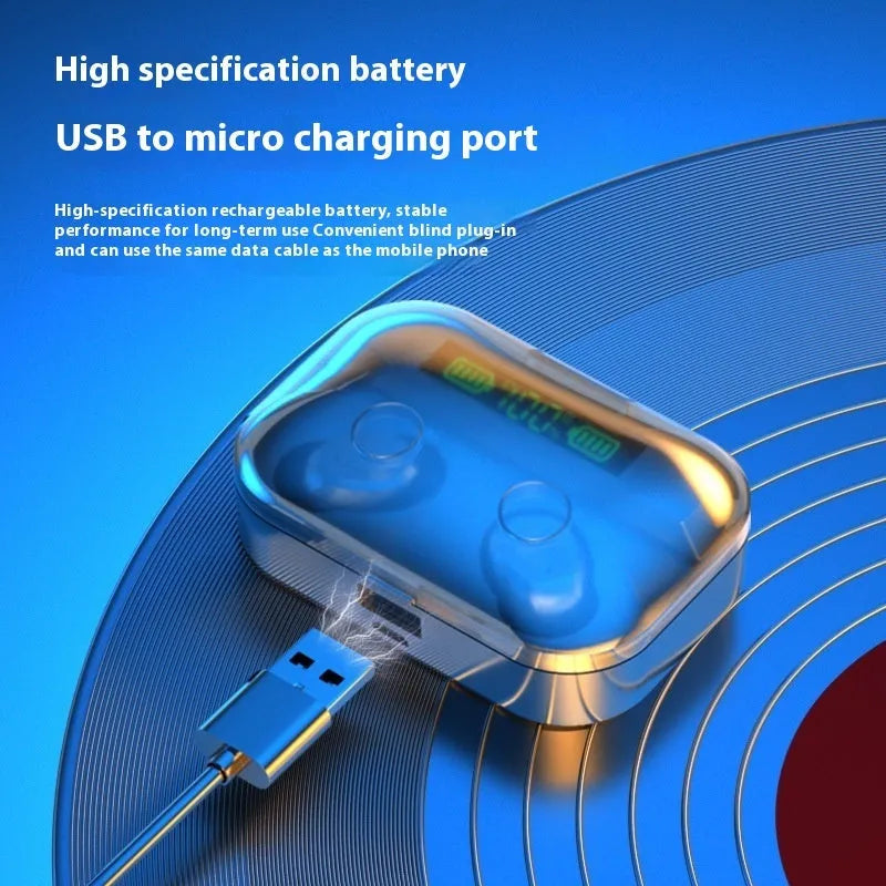 TG01 wireless Bluetooth headset black binaural earplug design voice control button
