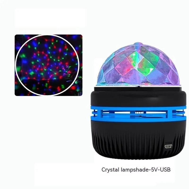 Mini crystal magic ball projection light showing starry sky and aurora water pattern effects