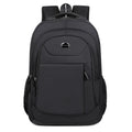 Solid colour Oxford cloth student backpack with curved shoulder straps and multiple storage compartments.