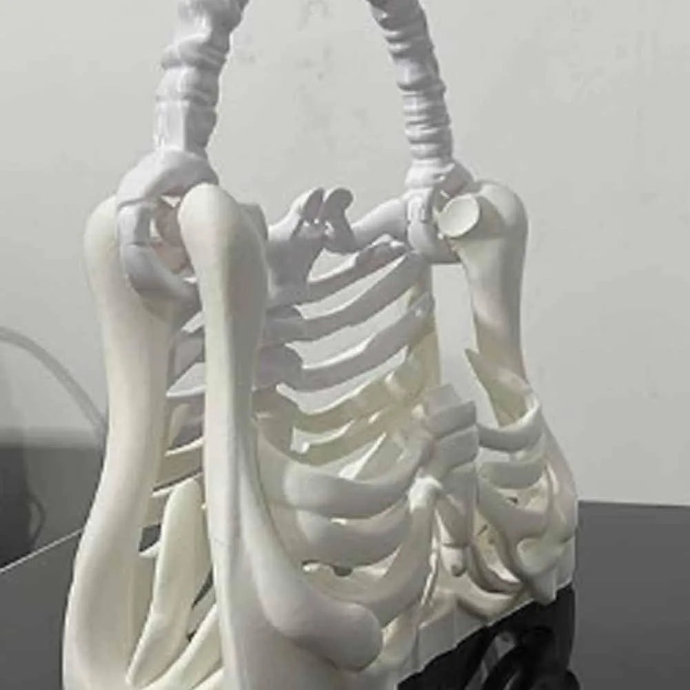 White printed skeleton bone bag decoration, paper dumpling shape, 22cm by 17.5cm assembled