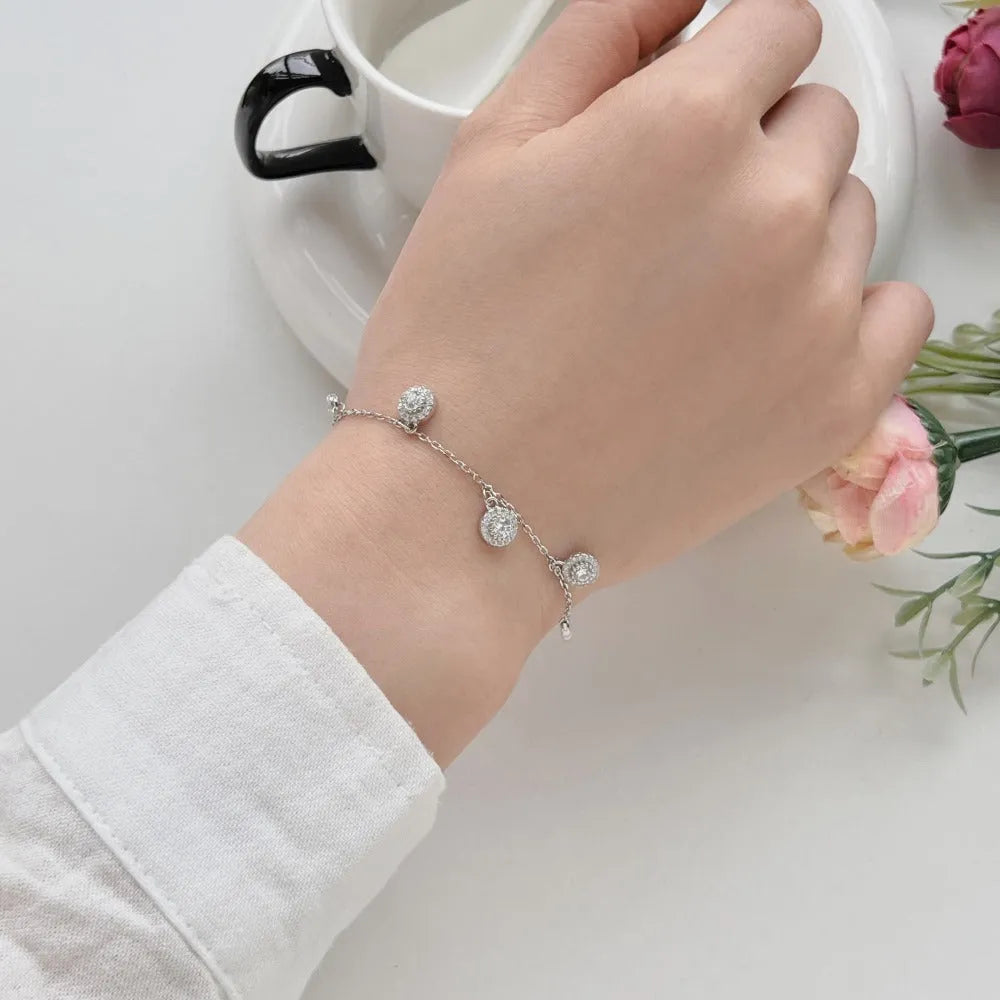 S925 sterling silver infinite symbol anklet with cubic zirconia in glossy finish gold colour