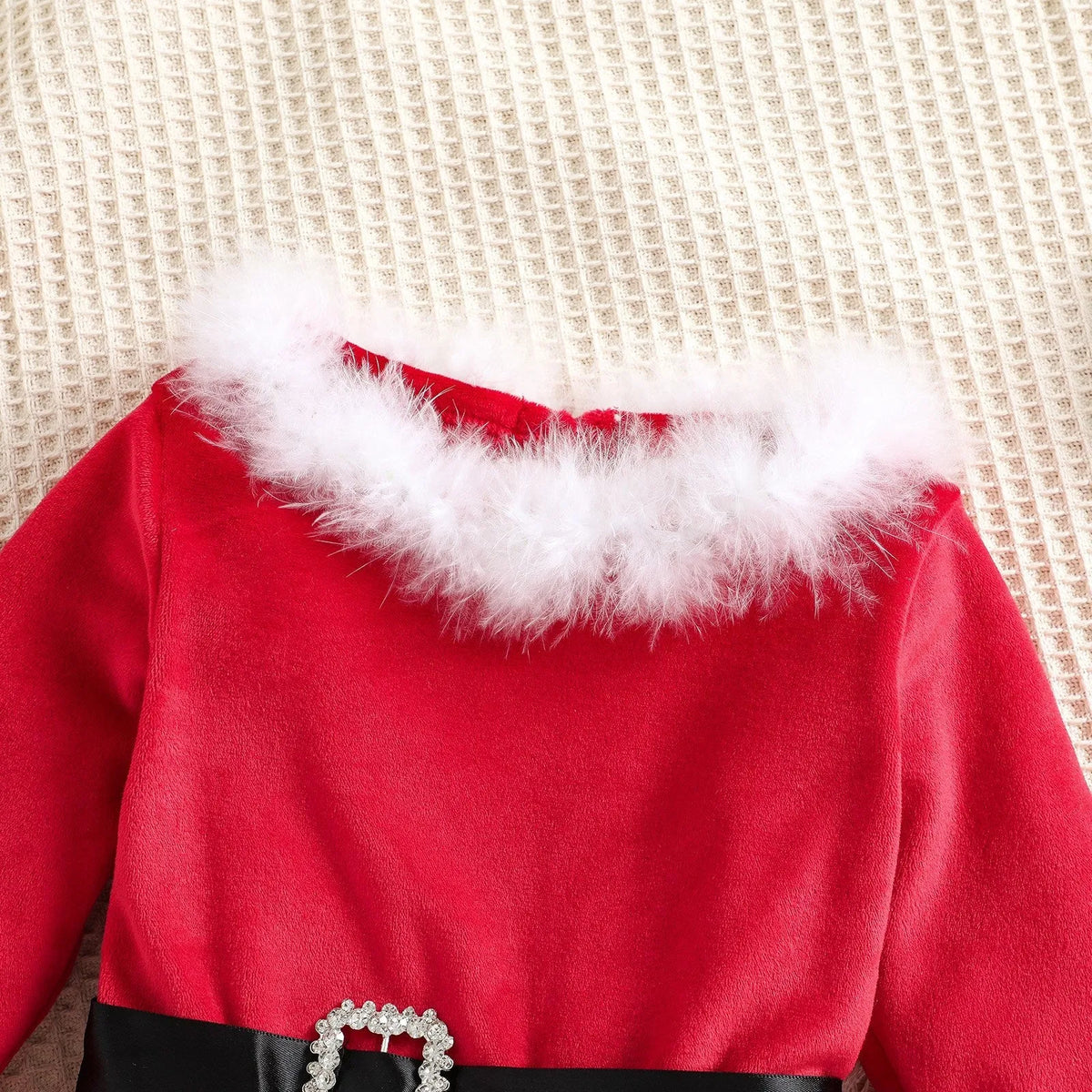 Girls red cotton Christmas dress and headband set, sizes 12M to 5T
