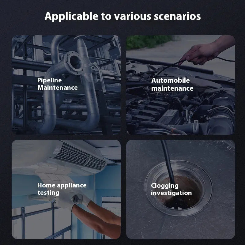 360-degree steering industrial pipeline auto repair endoscope with 8mm camera head and flexible cable