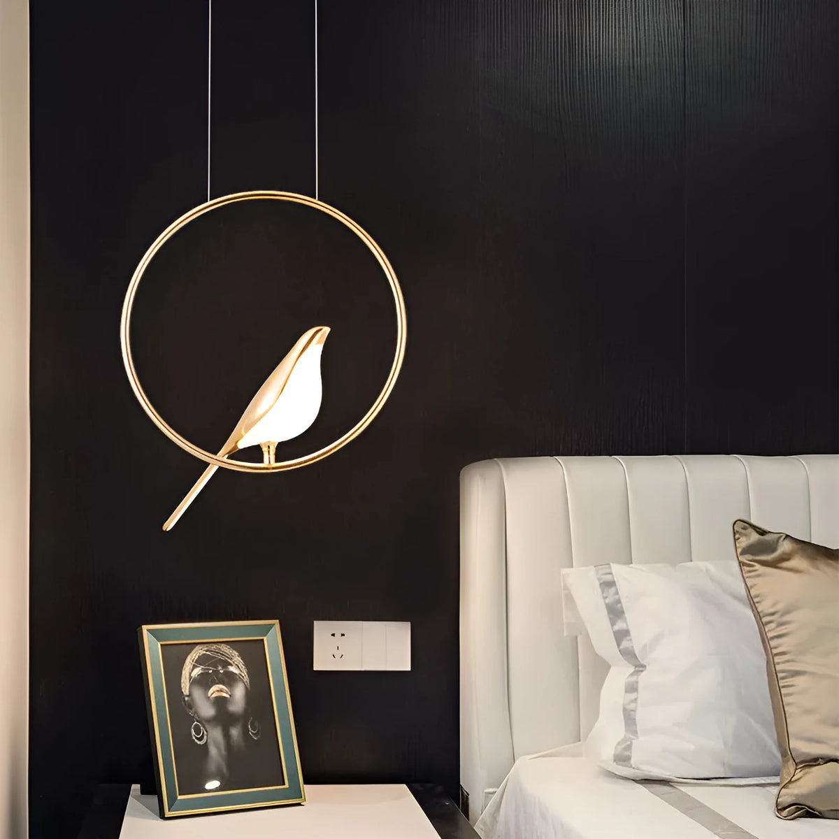 Modern minimalist magpie bird chandelier with zinc alloy framework and acrylic elements, 150cm height ceiling light