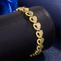 Gold-plated copper heart-shaped bracelet 18.5cm women's fashion jewellery