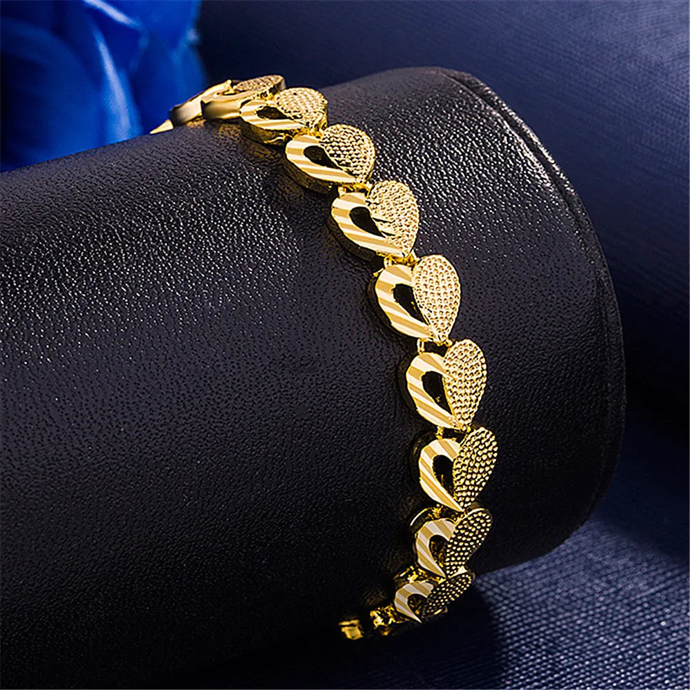 Gold-plated copper heart-shaped bracelet 18.5cm women's fashion jewellery