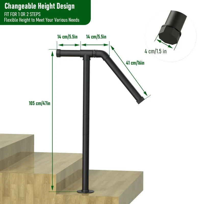 Black metal American minimalist ladder support bracket for DIY home projects