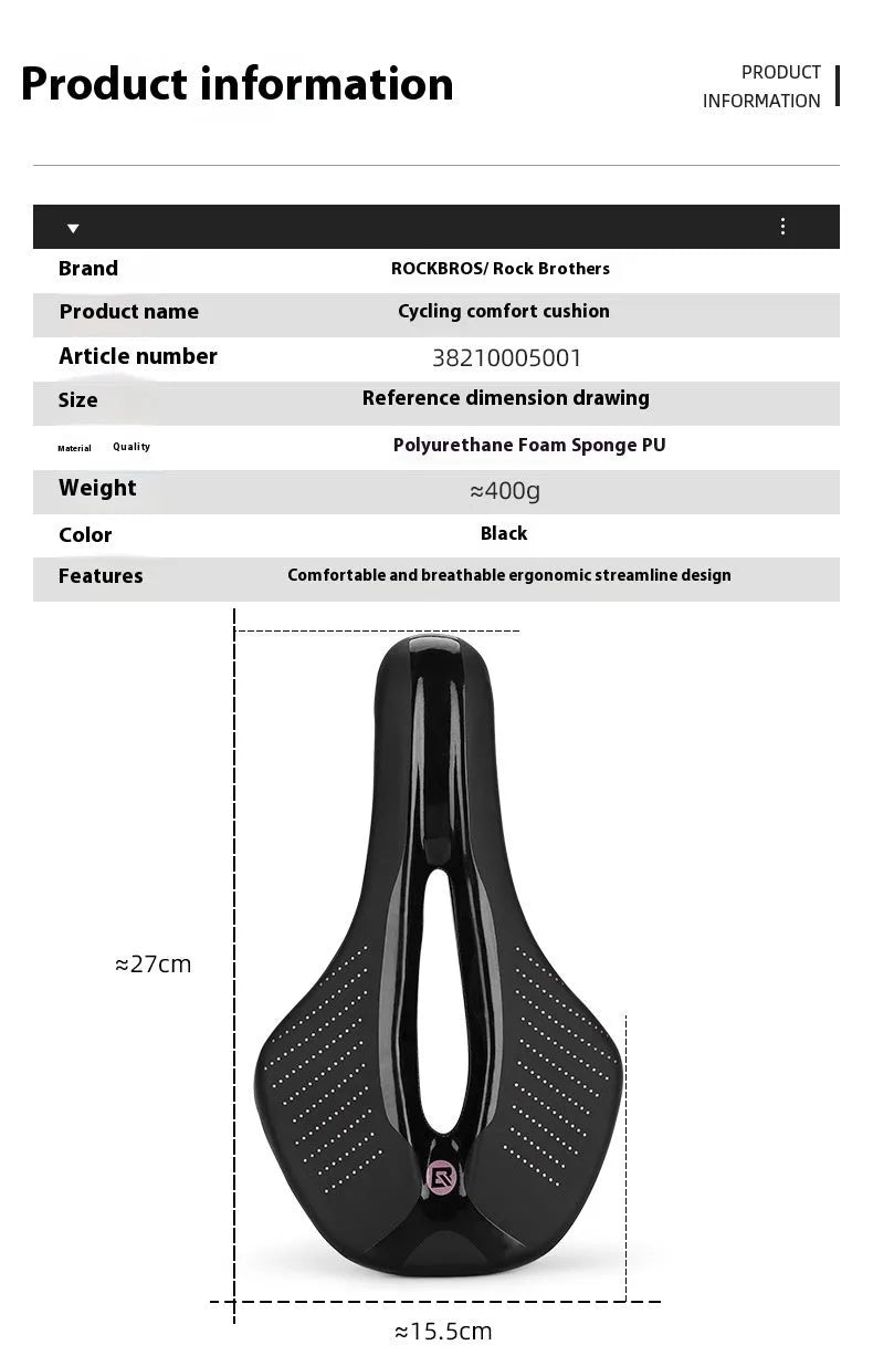 M-size black and pink mountain bike seat cushion made from PU foam resin sponge material