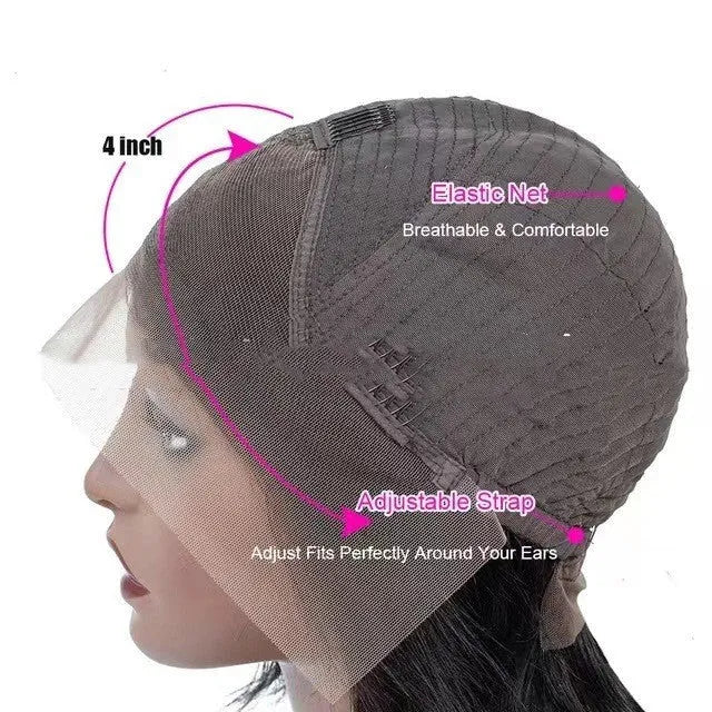 A star fashion style human hair wig with a 4x4 lace front closure on a mannequin head.