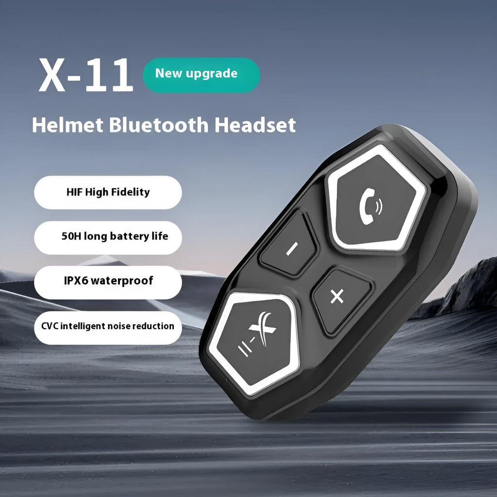 Motorcycle Bluetooth helmet headset with noise reduction, HD stereo, 50-hour battery, Hard or Soft microphone