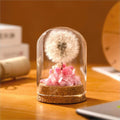 Glass dandelion night light ornament with hydrangea design in gradient colour options