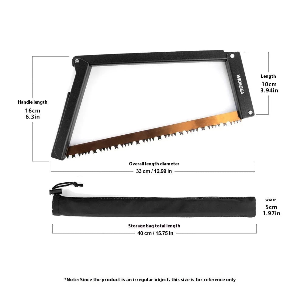 Black outdoor folding saw with aluminium and PA66 nylon handle and No. 65 Gao Meng hacksaw blade