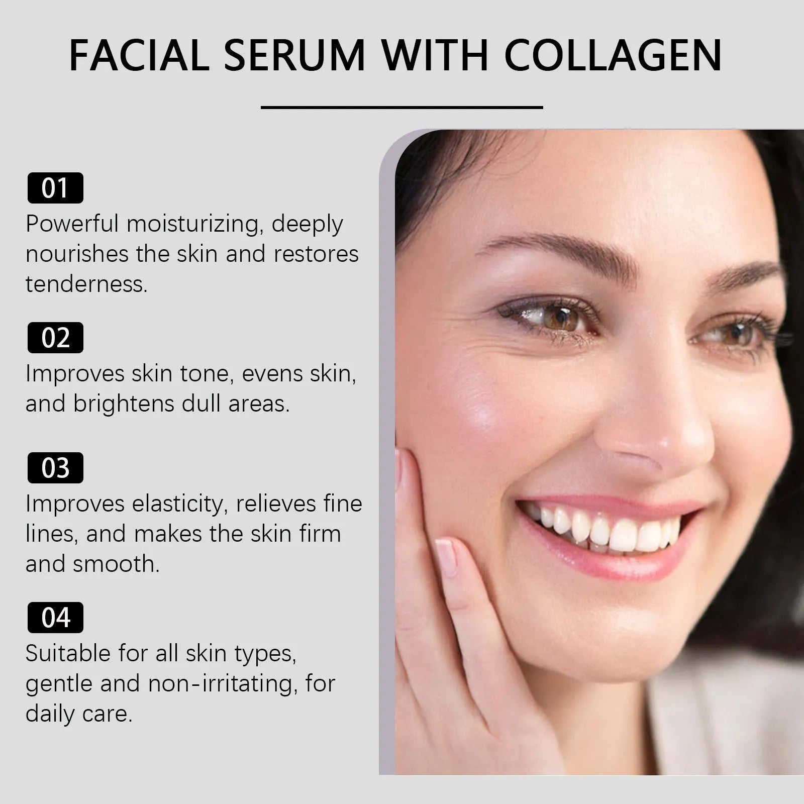 Collagen facial fluid 50ml bottle with nicotinamide and glycerol for face hydration