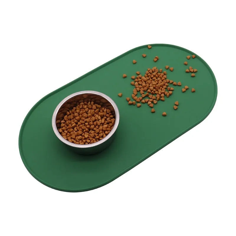 Silicone waterproof cat feeding placemat in green, beige, black or purple colours