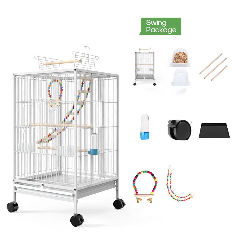 Parrot Xuanfeng large bird cage metal spray paint black with feeder toy grass nest