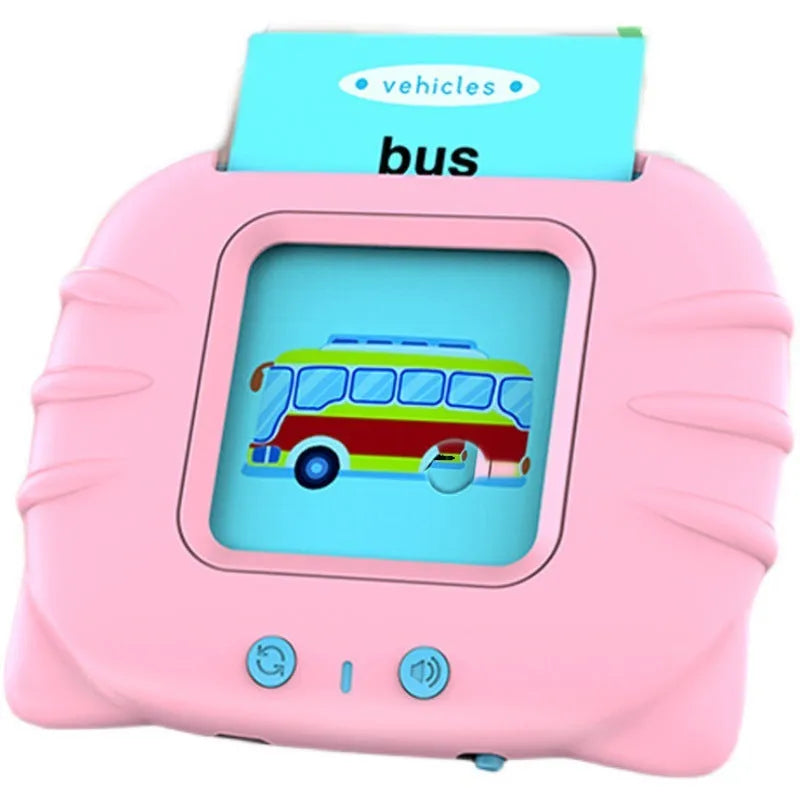 Rechargeable ABS English learning machine with 112 bilingual cards, 107 x 90 x 21mm, for ages 4-6